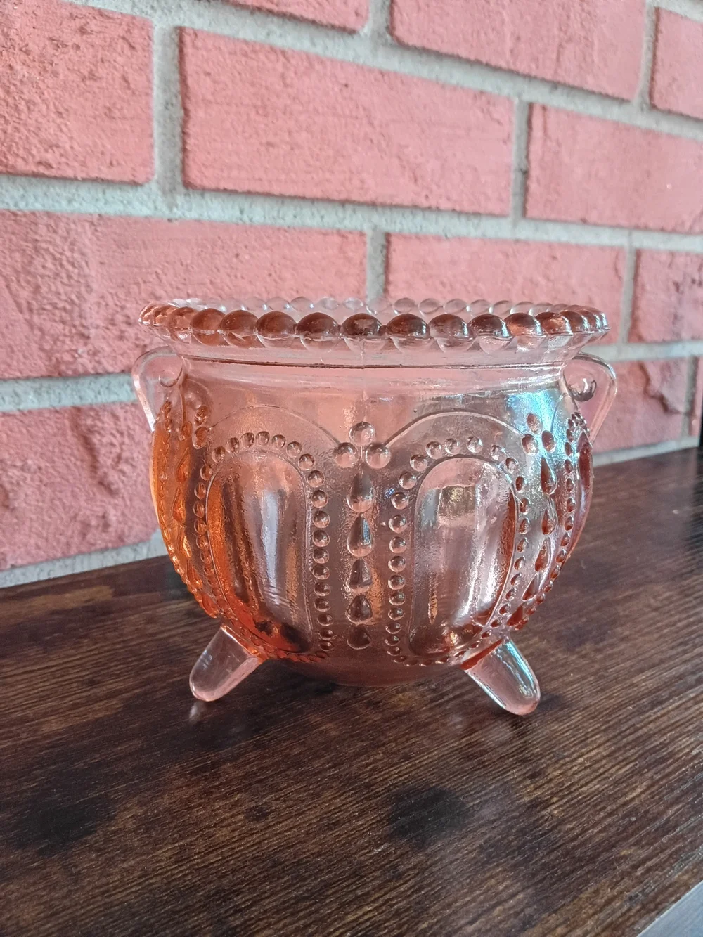 Vintage Pink Footed Glass Bowl Pedestal Candy Dish Antique Decor Centerpiece